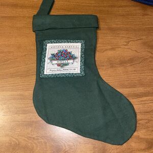 Handmade Green Flannel With Pocket Christmas Stocking Holiday Decor 7x15 Inches